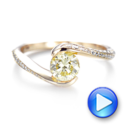 18k Rose Gold 18k Rose Gold Custom Yellow And White Diamond Engagement Ring - Video -  103301 - Thumbnail