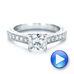 18k White Gold Custom Diamond Engagement Ring - Video -  103303 - Thumbnail