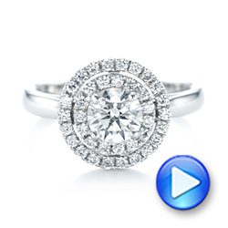  Platinum Custom Diamond Double Halo Engagement Ring - Video -  103306 - Thumbnail