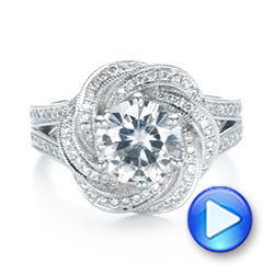 14k White Gold 14k White Gold Custom Diamond Halo Engagement Ring - Video -  103325 - Thumbnail