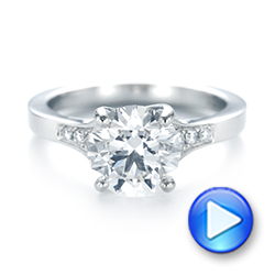 14k White Gold 14k White Gold Custom Tapering Diamond Engagement Ring - Video -  103339 - Thumbnail