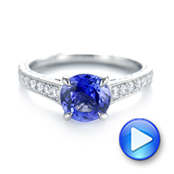 14k White Gold 14k White Gold Custom Tanzanite And Diamond Engagement Ring - Video -  103340 - Thumbnail