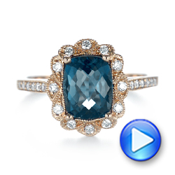 14k Rose Gold London Blue Topaz And Diamond Fashion Ring - Video -  103343 - Thumbnail