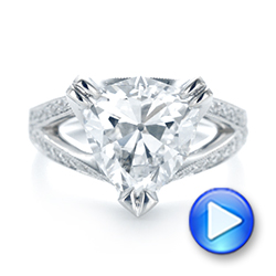 18k White Gold Custom Antique Style Diamond Engagement Ring - Video -  103345 - Thumbnail