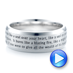 18k White Gold 18k White Gold Custom Laser Inscribed Men's Band - Video -  103346 - Thumbnail