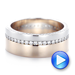 14k Rose Gold And Platinum Custom Two-tone Diamond Men's Band - Video -  103347 - Thumbnail