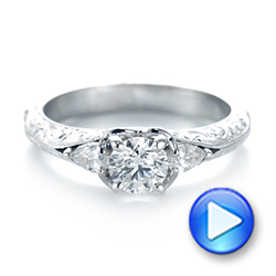 14k White Gold 14k White Gold Custom Three Stone Diamond Engagement Ring - Video -  103349 - Thumbnail