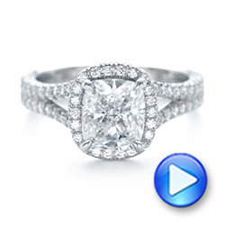  Platinum Custom Diamond Halo Engagement Ring - Video -  103353 - Thumbnail