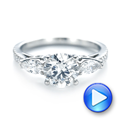  Platinum Custom Three Stone Diamond Engagement Ring - Video -  103354 - Thumbnail