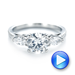 18k White Gold 18k White Gold Custom Three Stone Diamond Engagement Ring - Video -  103354 - Thumbnail