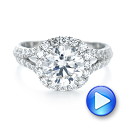  Platinum Custom Diamond Halo Engagement Ring - Video -  103357 - Thumbnail