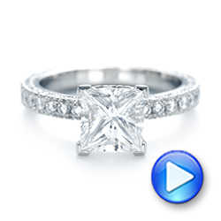  Platinum Custom Pave Diamond Engagement Ring - Video -  103358 - Thumbnail