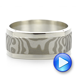 Custom Diamond Mokume Men's Wedding Band - Video -  103359 - Thumbnail