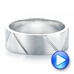 18k White Gold 18k White Gold Custom Brushed Men's Wedding Band - Video -  103360 - Thumbnail