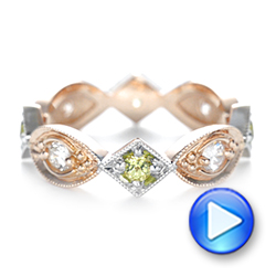 18k Rose Gold And Platinum 18k Rose Gold And Platinum Custom Two-tone Peridot And Diamond Wedding Band - Video -  103365 - Thumbnail