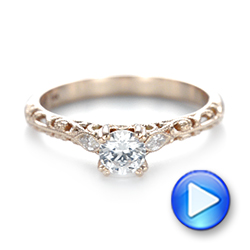 14k Rose Gold Custom Filigree And Diamond Engagement Ring - Video -  103372 - Thumbnail