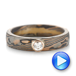 Custom Mokume Solitaire Diamond Engagement Ring - Video -  103375 - Thumbnail
