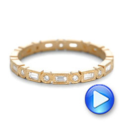 18k Yellow Gold Custom Sandblasted Diamond Eternity Wedding Band - Video -  103380 - Thumbnail