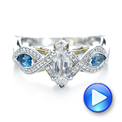 18k White Gold And 18K Gold Custom Two-tone London Blue Topaz And Diamond Engagement Ring - Video -  103381 - Thumbnail