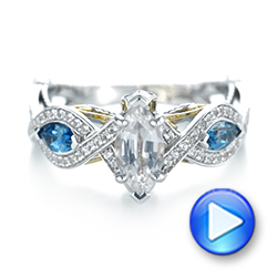 14k White Gold And 14K Gold 14k White Gold And 14K Gold Custom Two-tone London Blue Topaz And Diamond Engagement Ring - Video -  103381 - Thumbnail