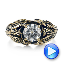  14K Gold Custom Black Antiqued Diamond Solitaire Engagement Ring - Video -  103386 - Thumbnail
