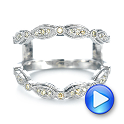 14k White Gold 14k White Gold Custom Yellow Diamond Jacket Wedding Band - Video -  103392 - Thumbnail