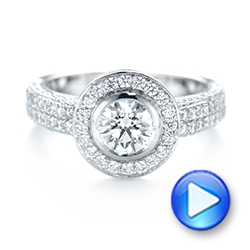 14k White Gold 14k White Gold Custom Diamond Halo Engagement Ring - Video -  103394 - Thumbnail