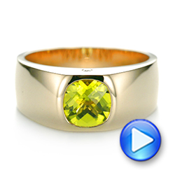 18k Yellow Gold 18k Yellow Gold Custom Peridot And Diamond Men's Band - Video -  103395 - Thumbnail