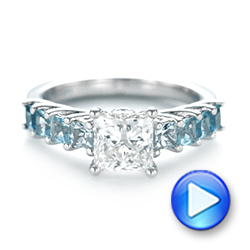 18k White Gold 18k White Gold Custom Blue Topaz And Diamond Engagement Ring - Video -  103407 - Thumbnail