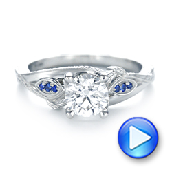  Platinum Custom Blue Sapphire And Diamond Engagement Ring - Video -  103409 - Thumbnail