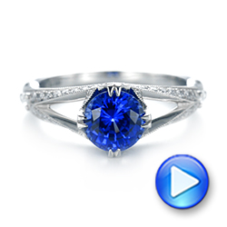 14k White Gold 14k White Gold Custom Blue Sapphire And Diamond Engagement Ring - Video -  103411 - Thumbnail