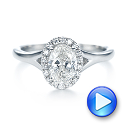 18k White Gold 18k White Gold Custom Diamond Halo Engagement Ring - Video -  103413 - Thumbnail