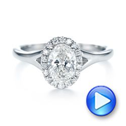  Platinum Platinum Custom Diamond Halo Engagement Ring - Video -  103413 - Thumbnail