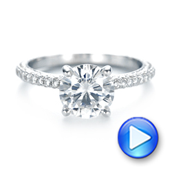 14k White Gold Custom Diamond Pave Engagement Ring - Video -  103414 - Thumbnail