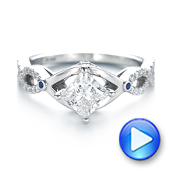  Platinum Custom Blue Sapphire And Diamond Engagement Ring - Video -  103420 - Thumbnail