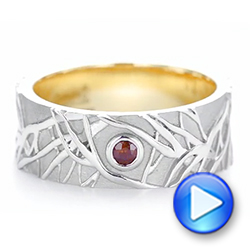  Platinum And 18K Gold Custom Two-tone Organic Ruby Men's Ring - Video -  103422 - Thumbnail