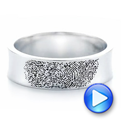 18k White Gold 18k White Gold Custom Engraved Black Antiqued Men's Band - Video -  103425 - Thumbnail