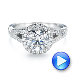 18k White Gold Custom Diamond Halo Engagement Ring - Video -  103427 - Thumbnail