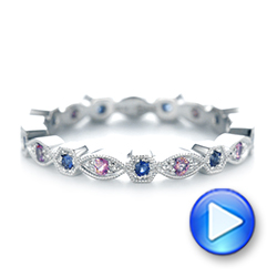 18k White Gold 18k White Gold Custom Pink And Blue Sapphire Eternity Wedding Band - Video -  103429 - Thumbnail