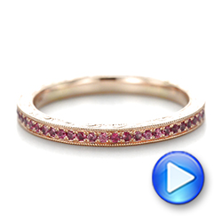 14k Rose Gold Pink Sapphire Wedding Band - Video -  103431 - Thumbnail