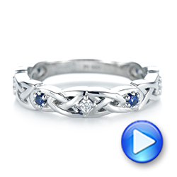  Platinum Custom Blue Sapphire And Diamond Wedding Band - Video -  103440 - Thumbnail