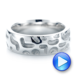 14k White Gold 14k White Gold Custom Carved Men's Wedding Band - Video -  103445 - Thumbnail