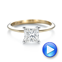 18k Yellow Gold And 18K Gold 18k Yellow Gold And 18K Gold Custom Two-tone Solitaire Diamond Engagement Ring - Video -  103447 - Thumbnail