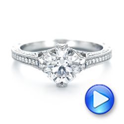  Platinum Custom Blue Sapphire And Diamond Engagement Ring - Video -  103448 - Thumbnail