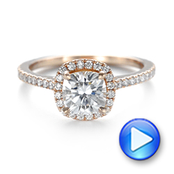 18k Rose Gold Custom Diamond Halo Engagement Ring - Video -  103453 - Thumbnail