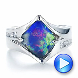 18k White Gold 18k White Gold Custom Opal And Diamond Fashion Ring - Video -  103456 - Thumbnail