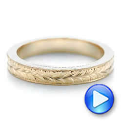 18k Yellow Gold 18k Yellow Gold Hand Engraved Wedding Band - Video -  103462 - Thumbnail