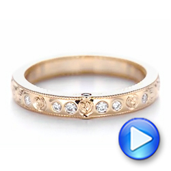 14k Rose Gold Custom Ruby And Diamond Wedding Band - Video -  103469 - Thumbnail