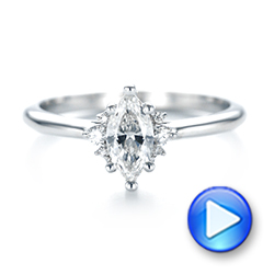 14k White Gold Custom Marquise Diamond Engagement Ring - Video -  103477 - Thumbnail