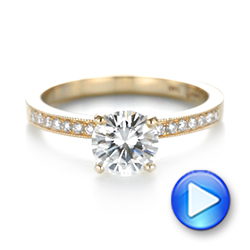 14k Yellow Gold Custom Diamond Engagement Ring - Video -  103480 - Thumbnail